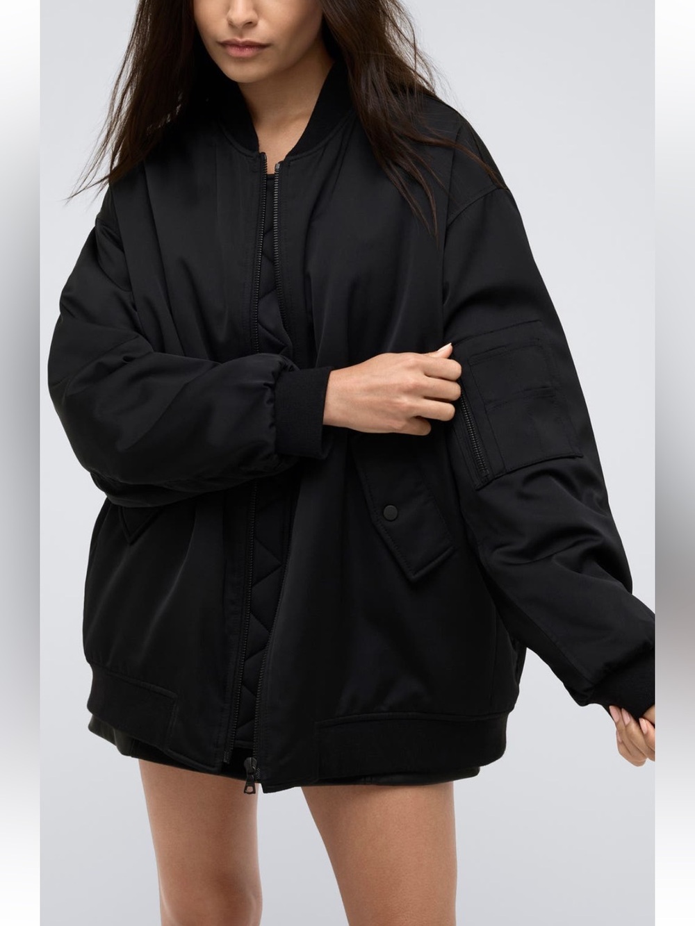 Kenneth Cole Oversize Satin Bomber Jacket Womens Size M